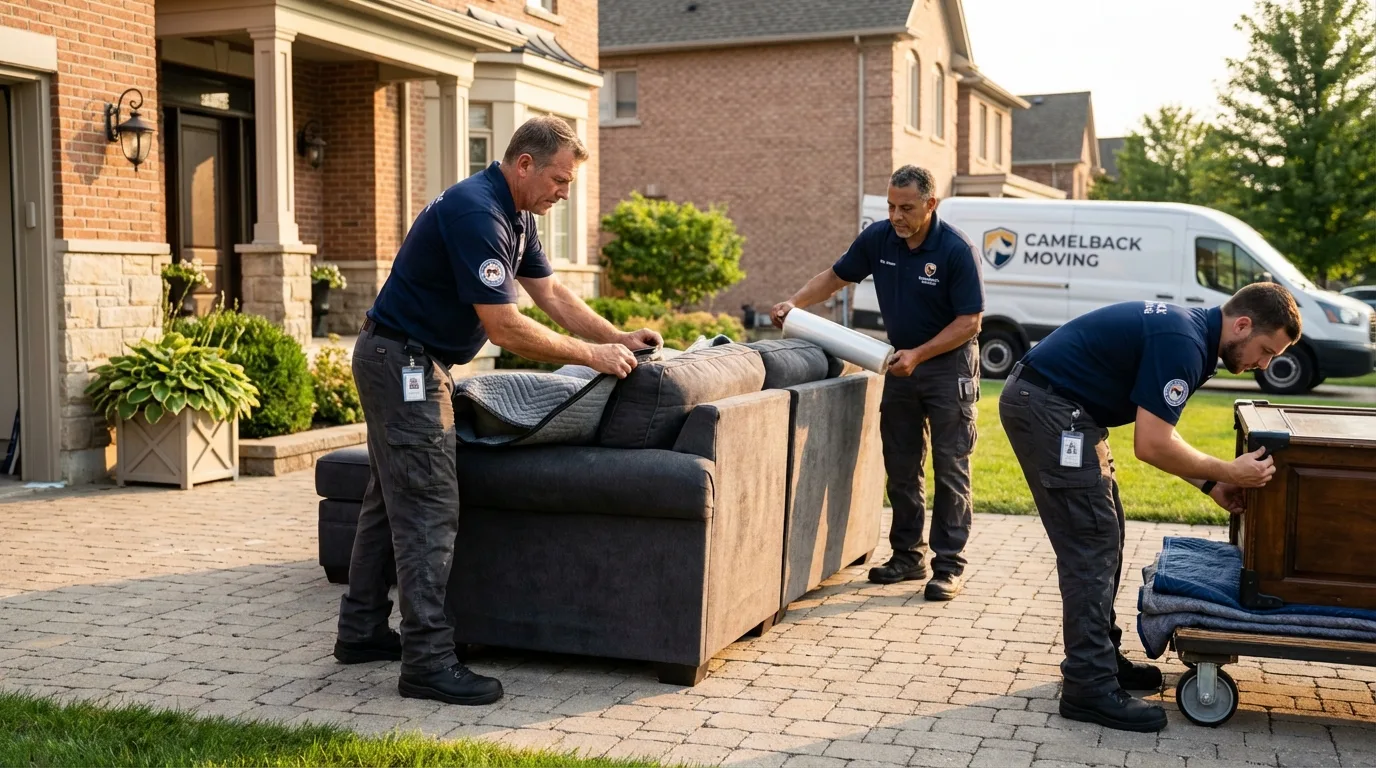 Large estate moving crew wrapping furniture in Lemoyne, PA